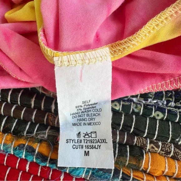 White Birch Tie-Dye Pink and Yellow Short Sleeve Top Medium - Picture 6 of 10